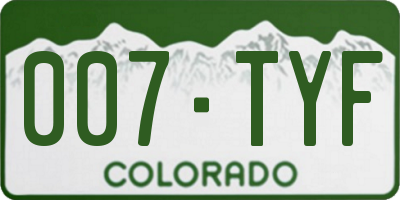 CO license plate 007TYF
