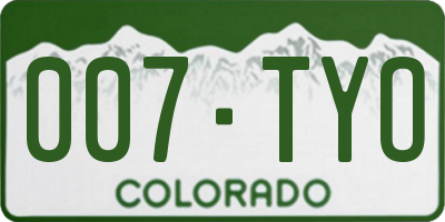 CO license plate 007TYO
