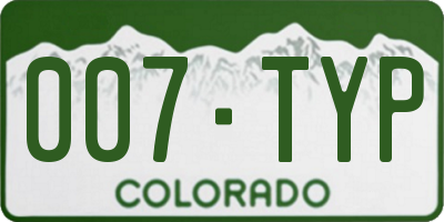 CO license plate 007TYP