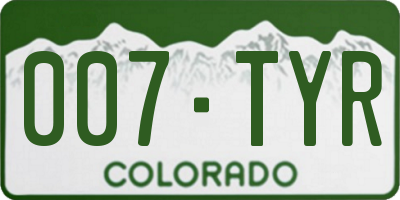 CO license plate 007TYR