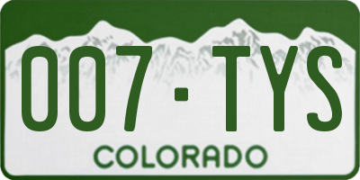 CO license plate 007TYS