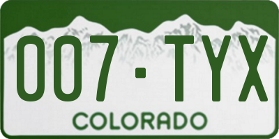 CO license plate 007TYX