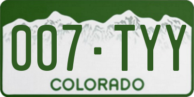 CO license plate 007TYY