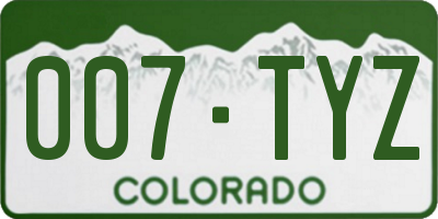 CO license plate 007TYZ