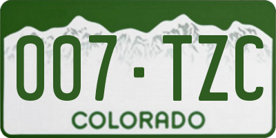 CO license plate 007TZC
