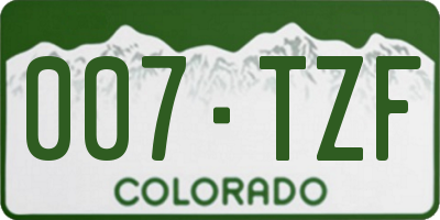 CO license plate 007TZF