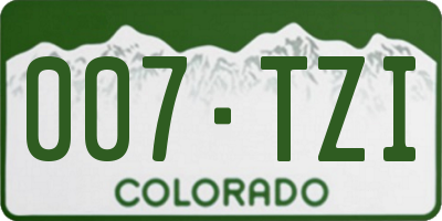 CO license plate 007TZI