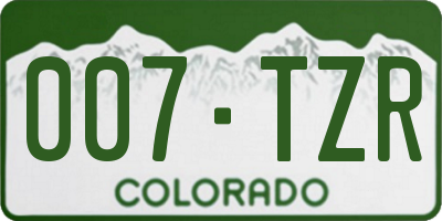 CO license plate 007TZR