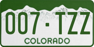 CO license plate 007TZZ