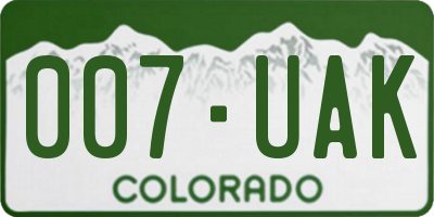 CO license plate 007UAK