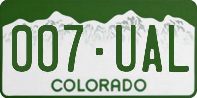 CO license plate 007UAL