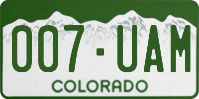 CO license plate 007UAM
