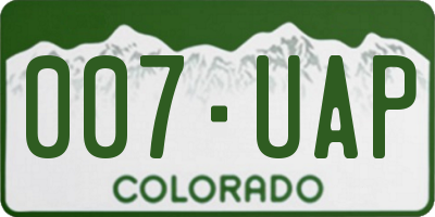CO license plate 007UAP