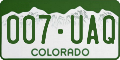 CO license plate 007UAQ