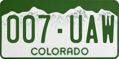 CO license plate 007UAW