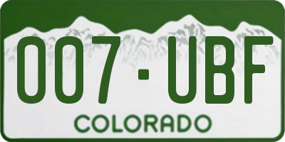 CO license plate 007UBF