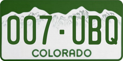 CO license plate 007UBQ