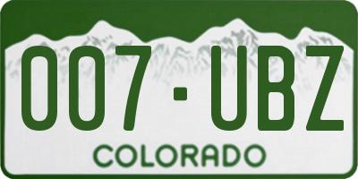 CO license plate 007UBZ