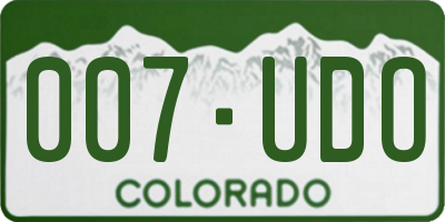CO license plate 007UDO