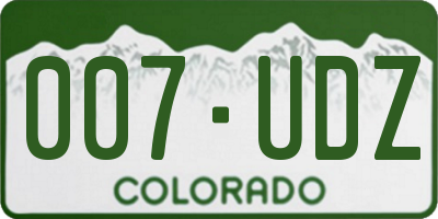 CO license plate 007UDZ