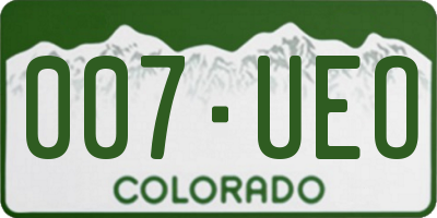 CO license plate 007UEO