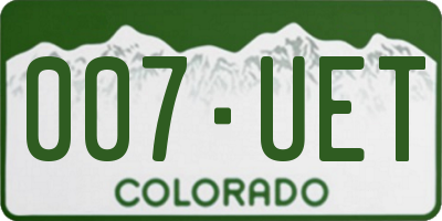 CO license plate 007UET