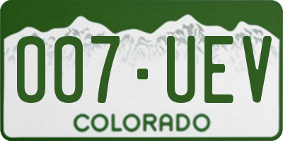 CO license plate 007UEV