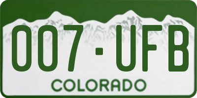 CO license plate 007UFB