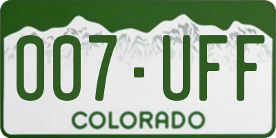 CO license plate 007UFF