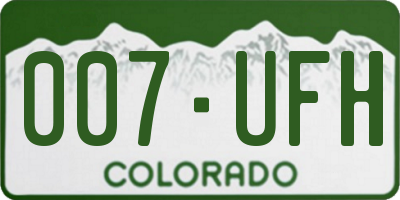 CO license plate 007UFH