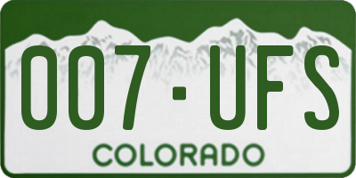 CO license plate 007UFS