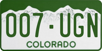 CO license plate 007UGN