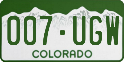 CO license plate 007UGW