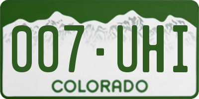 CO license plate 007UHI