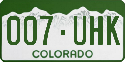 CO license plate 007UHK