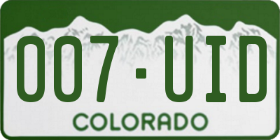 CO license plate 007UID