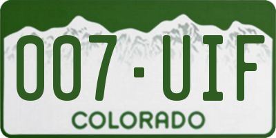 CO license plate 007UIF