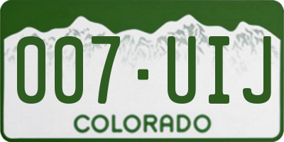 CO license plate 007UIJ