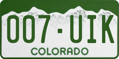 CO license plate 007UIK