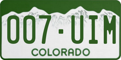 CO license plate 007UIM
