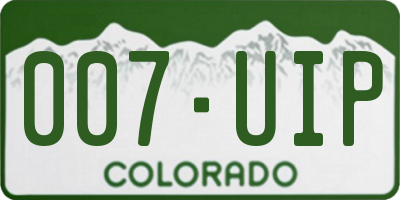 CO license plate 007UIP