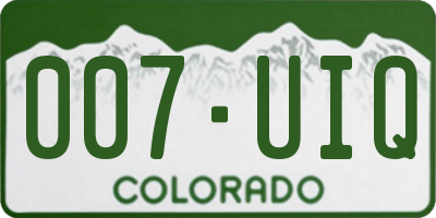 CO license plate 007UIQ