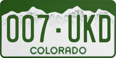 CO license plate 007UKD