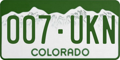 CO license plate 007UKN