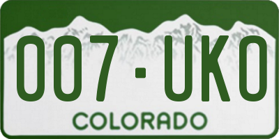 CO license plate 007UKO