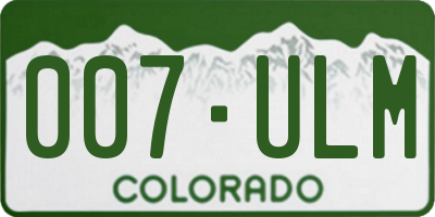 CO license plate 007ULM