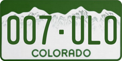 CO license plate 007ULO