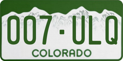 CO license plate 007ULQ