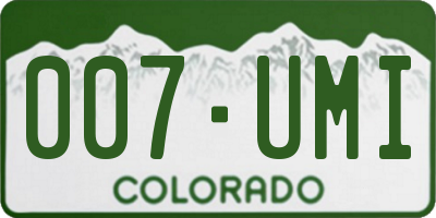 CO license plate 007UMI