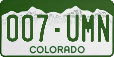 CO license plate 007UMN